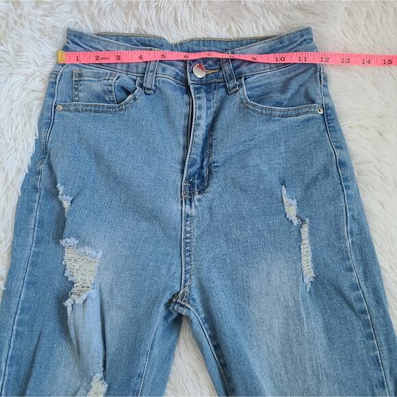 SHEIN Light Wash Distressed High Rise Jeans Size XS - Picture 9 of 12